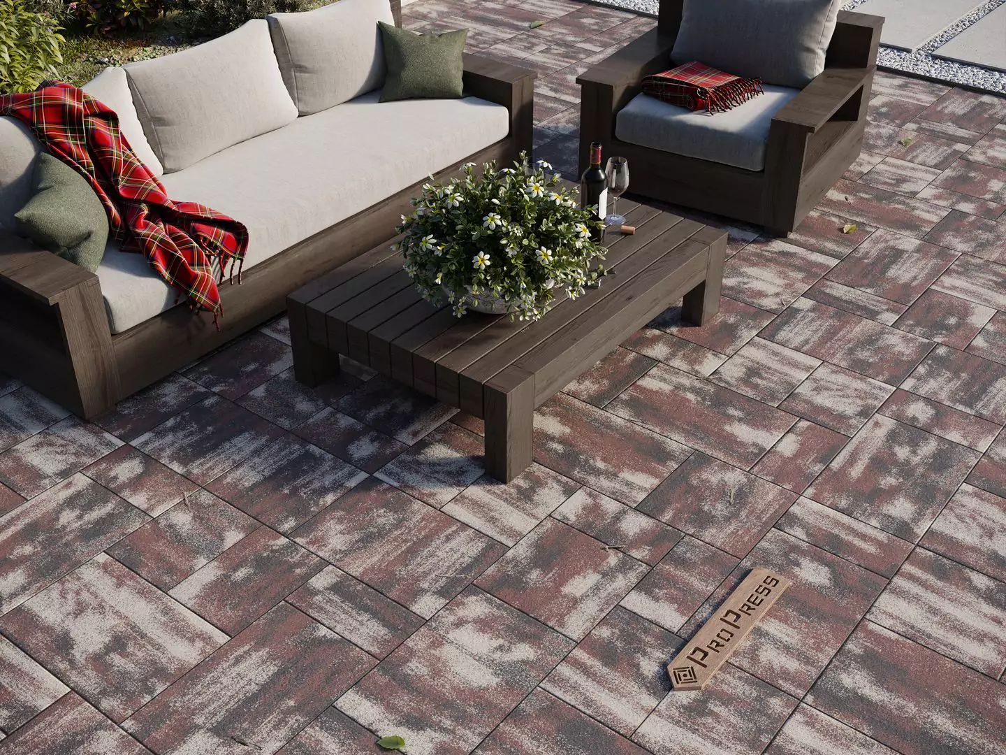 Тротуарная плитка Асгард №14 "Красный агат", фактура гладкий, гранитная, мрамор, высота 60 мм